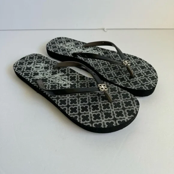 Brighton Flip Flops Thong Sandals Black & White Summer Shoes EUC Womens 8 - Picture 2 of 9
